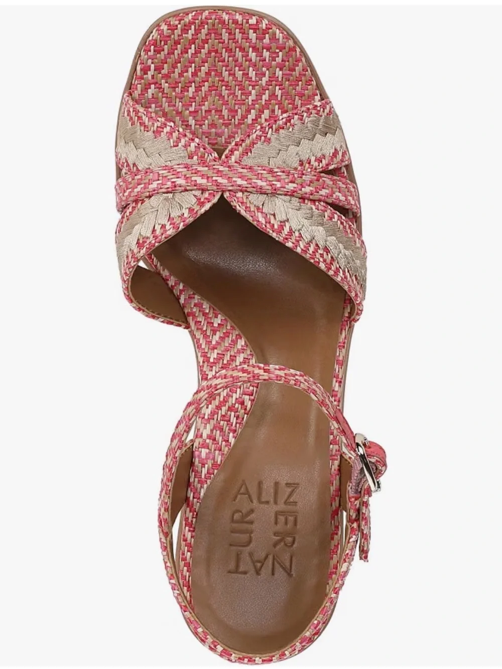 A290 Naturalizer Pink Woven Platform Sandals with Ankle Buckle NWT Size11